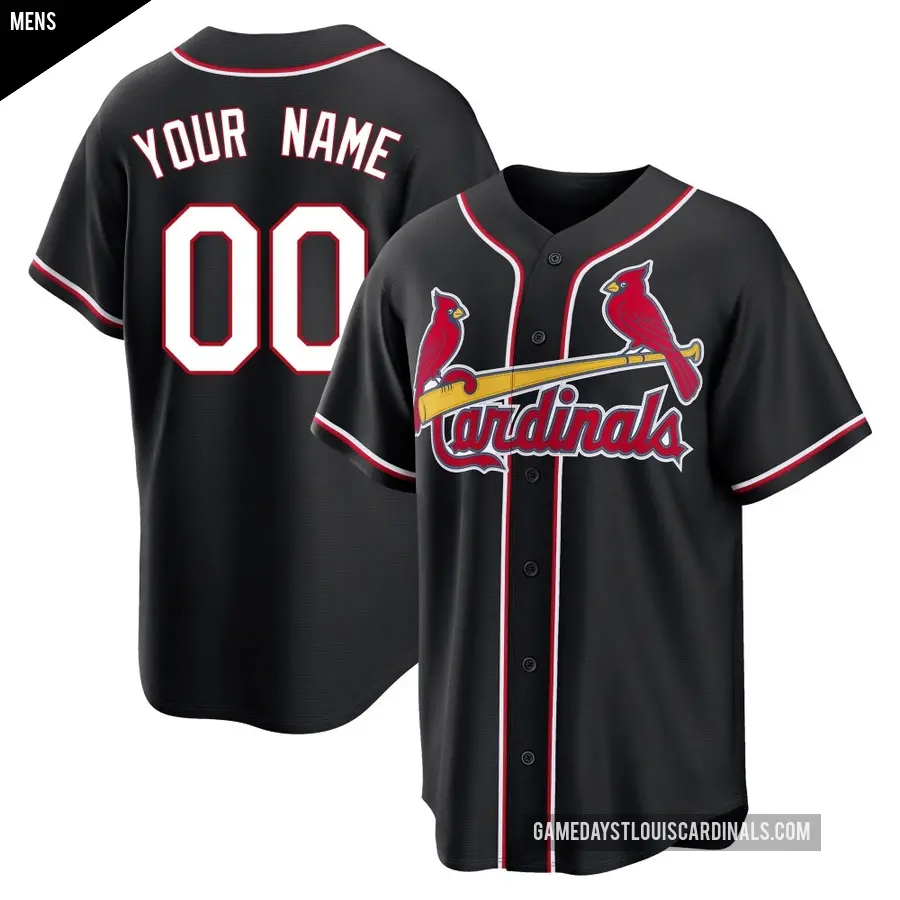 Men's St. Louis Cardinals ＃00 Custom Replica Black Fashion Out Jersey