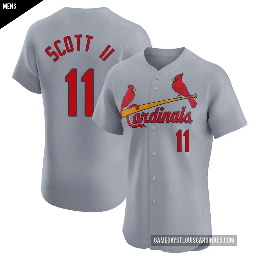 Men's St. Louis Cardinals ＃11 Victor Scott II Elite Gray Road Jersey
