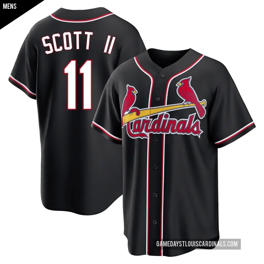 Men's St. Louis Cardinals ＃11 Victor Scott II Replica Black Fashion Out Jersey