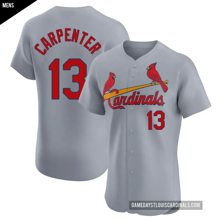 Men's St. Louis Cardinals ＃13 Matt Carpenter Elite Gray Road Jersey