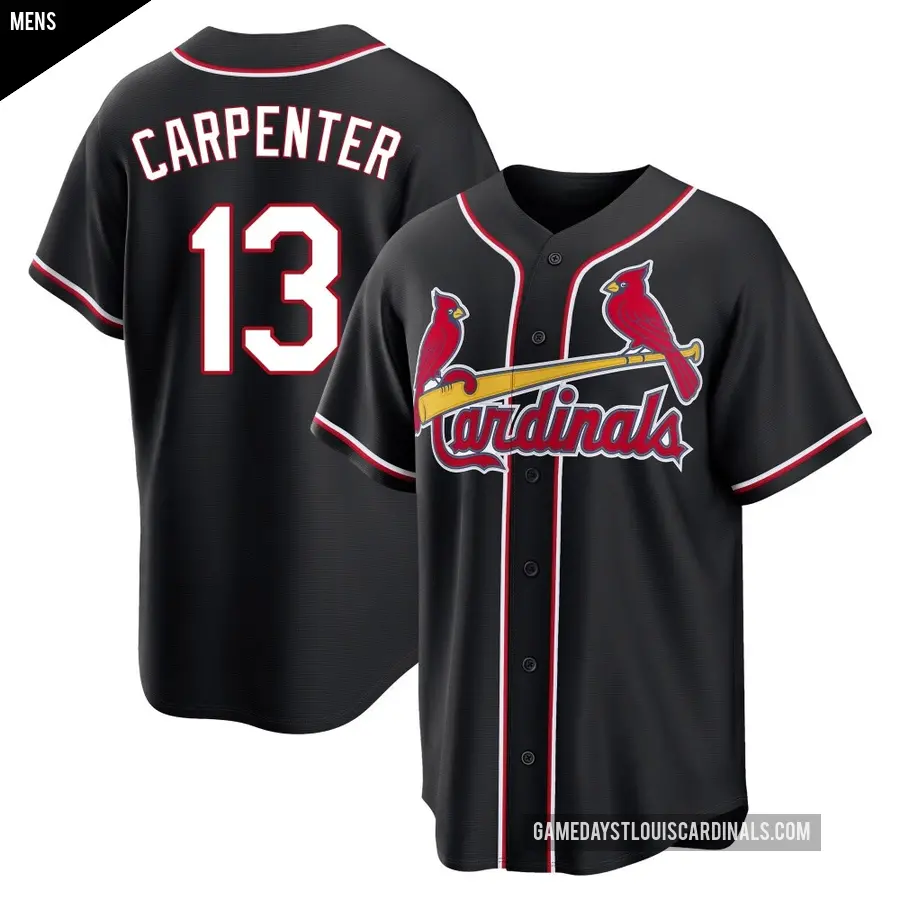 Men's St. Louis Cardinals ＃13 Matt Carpenter Replica Black Fashion Out Jersey