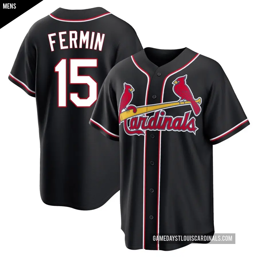 Men's St. Louis Cardinals ＃15 Jose Fermin Replica Black Fashion Out Jersey