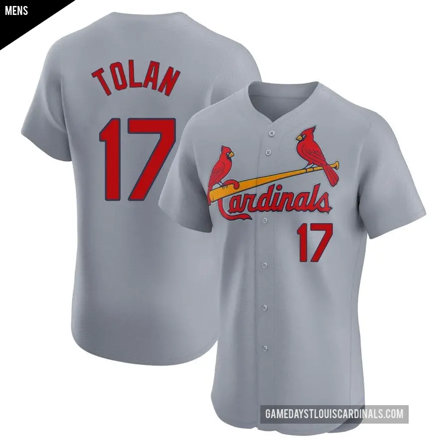 Men's St. Louis Cardinals ＃17 Bobby Tolan Elite Gray Road Jersey