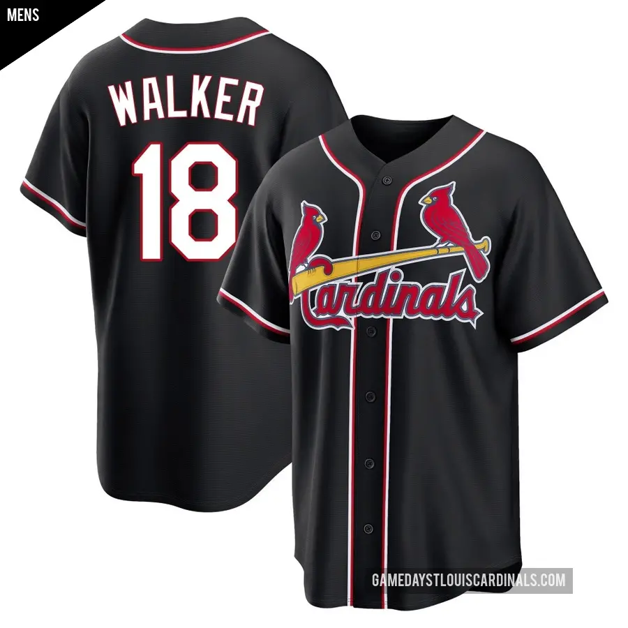 Men's St. Louis Cardinals ＃18 Jordan Walker Replica Black Fashion Out Jersey