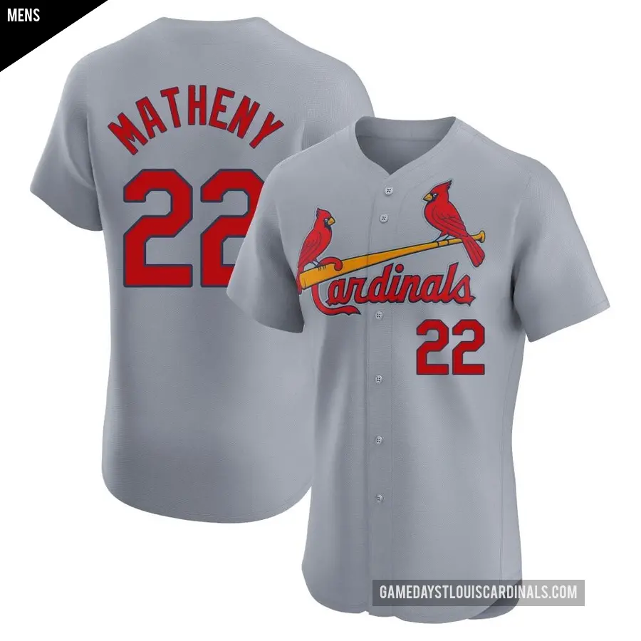 Men's St. Louis Cardinals ＃22 Mike Matheny Elite Gray Road Jersey