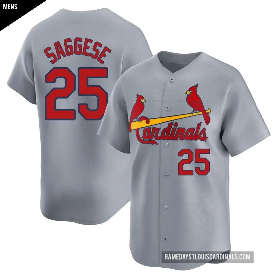 Men's St. Louis Cardinals ＃25 Thomas Saggese Limited Gray Away Jersey