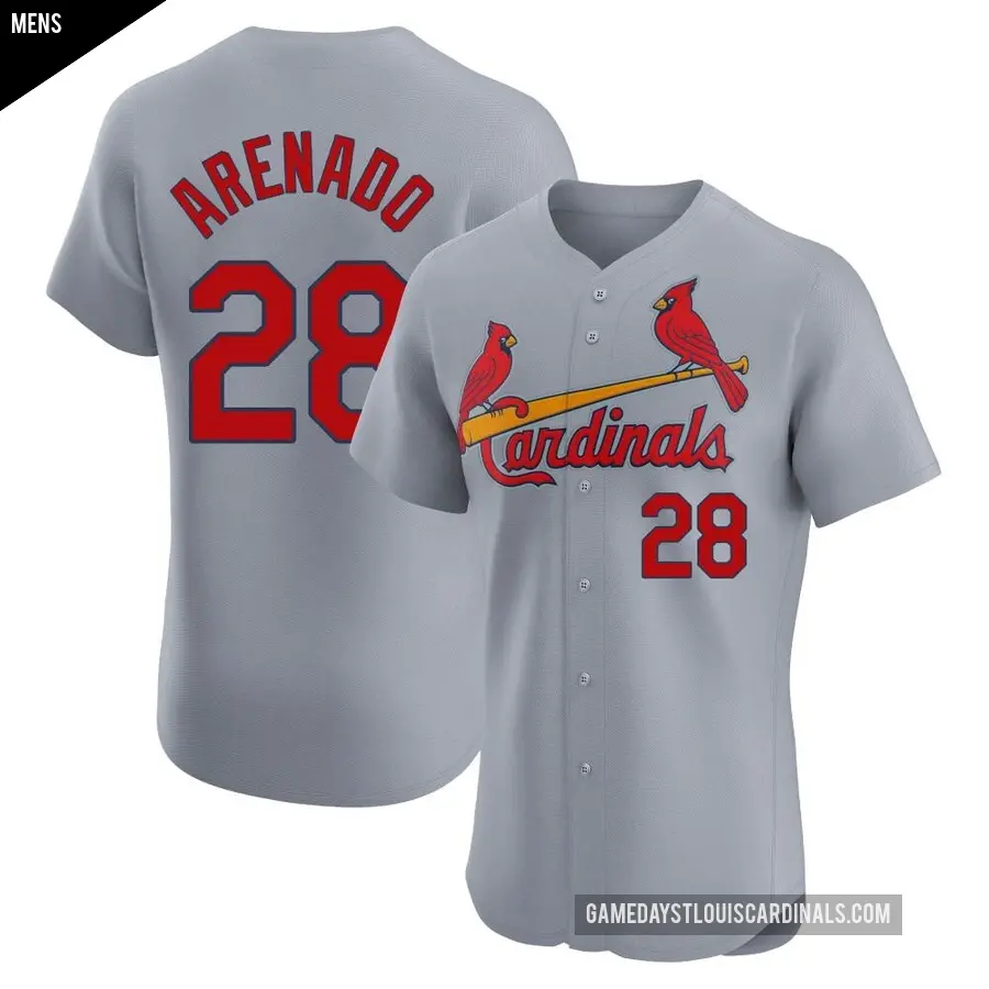 Men's St. Louis Cardinals ＃28 Nolan Arenado Elite Gray Road Jersey