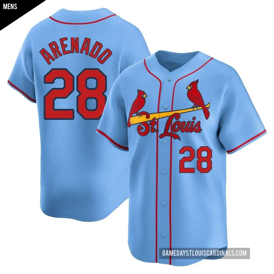 Men's St. Louis Cardinals ＃28 Nolan Arenado Limited Light Blue Alternate Jersey