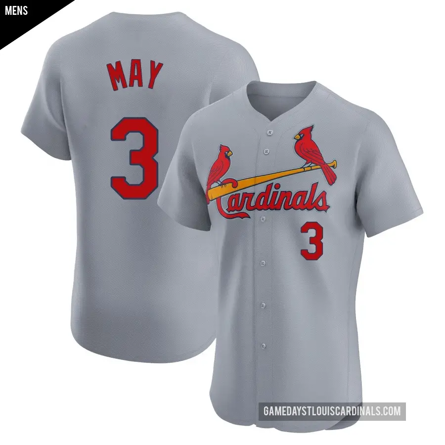 Men's St. Louis Cardinals ＃3 Dustin May Elite Gray Road Jersey