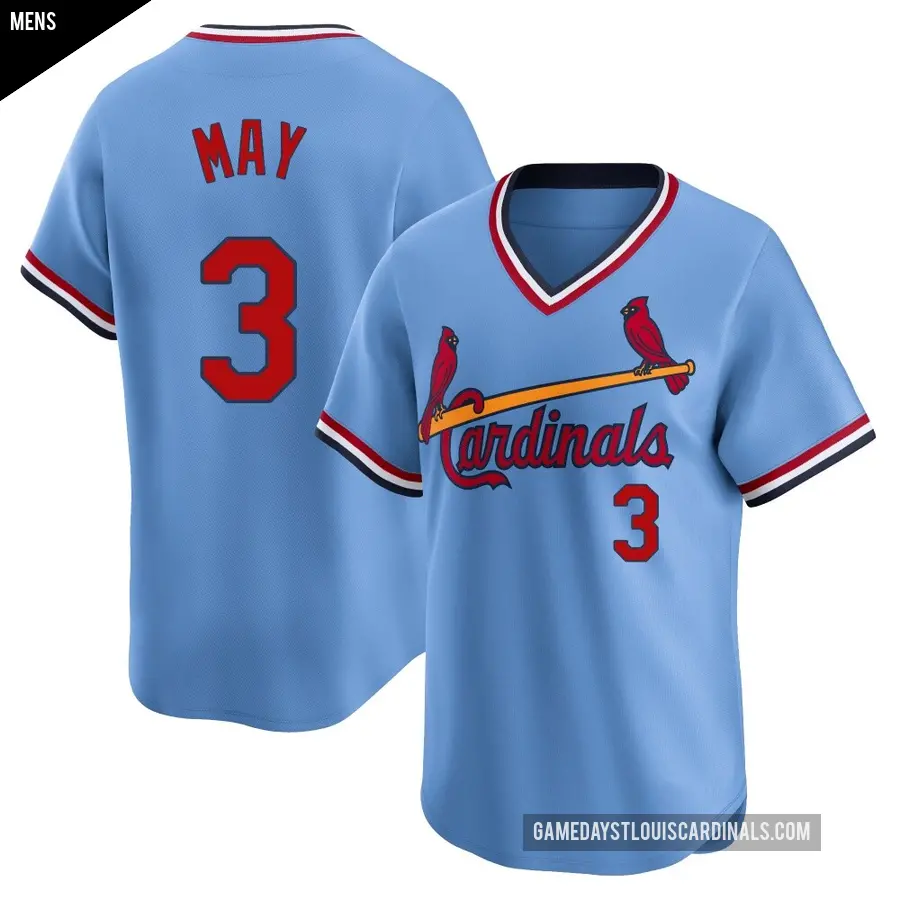 Men's St. Louis Cardinals ＃3 Dustin May Limited Light Blue Cooperstown Collection Jersey