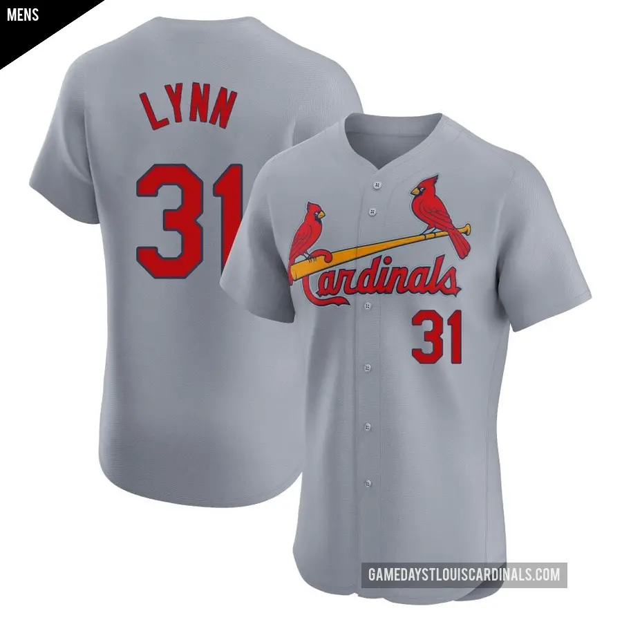 Men's St. Louis Cardinals ＃31 Lance Lynn Elite Gray Road Jersey
