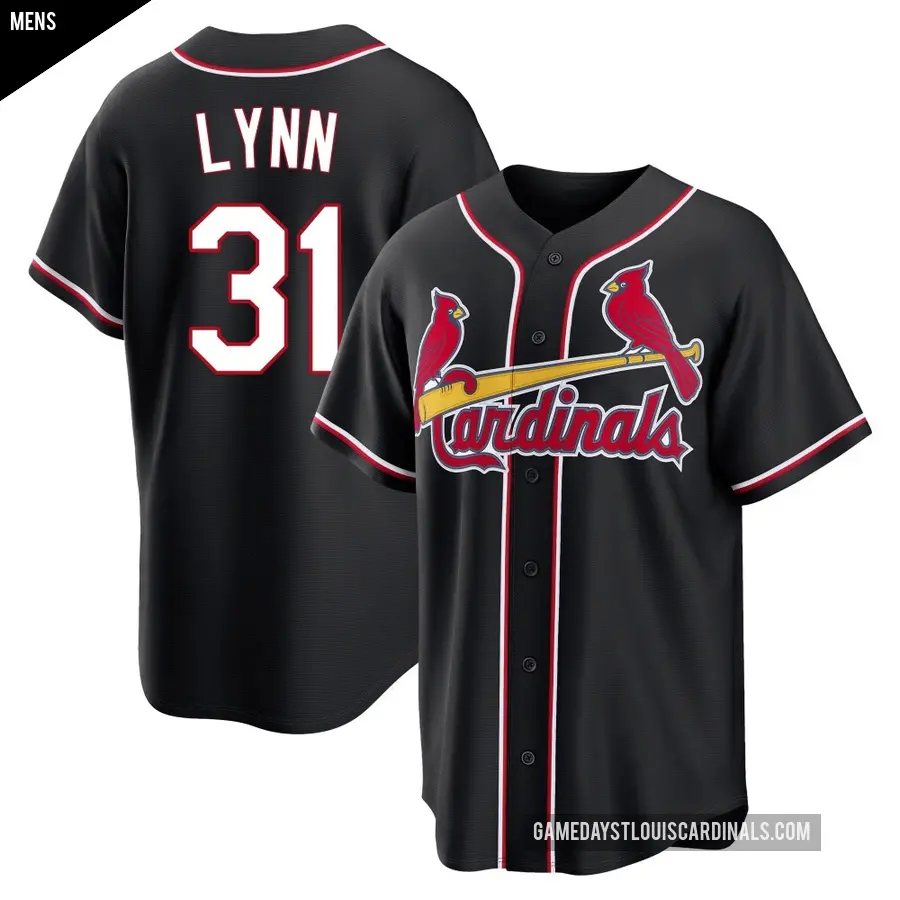 Men's St. Louis Cardinals ＃31 Lance Lynn Replica Black Fashion Out Jersey