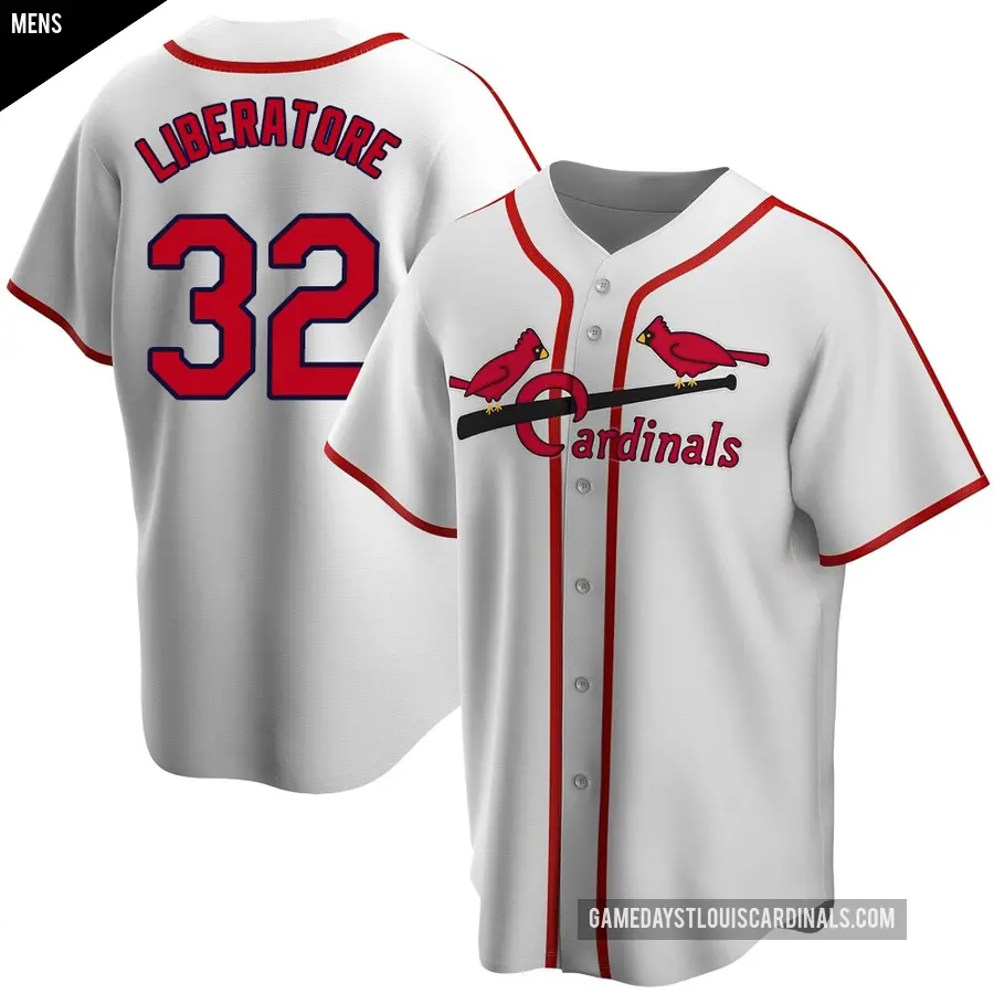 Men's St. Louis Cardinals ＃32 Matthew Liberatore Limited White Home Cooperstown Collection Jersey