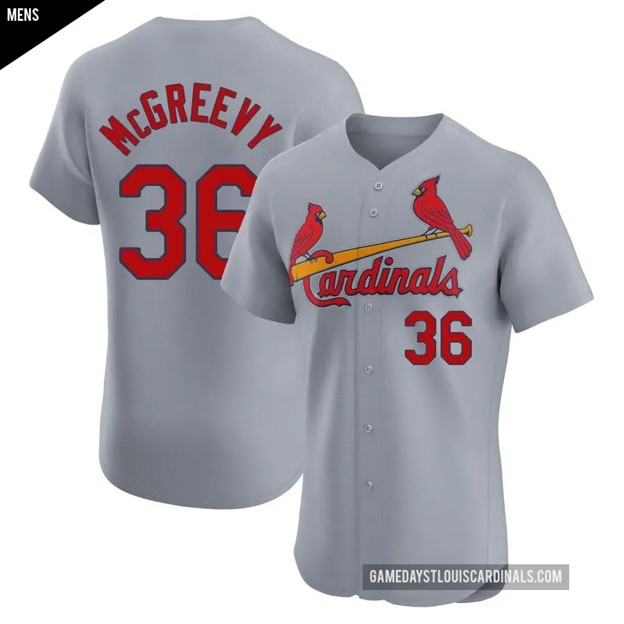 Men's St. Louis Cardinals ＃36 Michael McGreevy Elite Gray Road Jersey