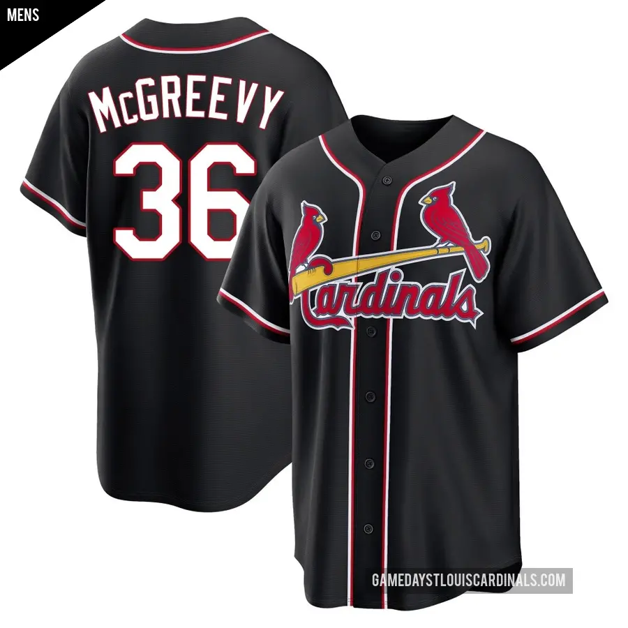 Men's St. Louis Cardinals ＃36 Michael McGreevy Replica Black Fashion Out Jersey