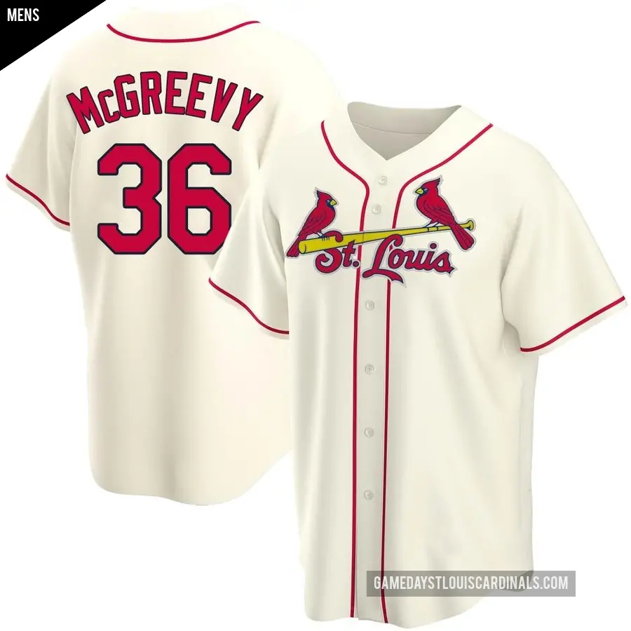 Men's St. Louis Cardinals ＃36 Michael McGreevy Replica Cream Alternate Jersey