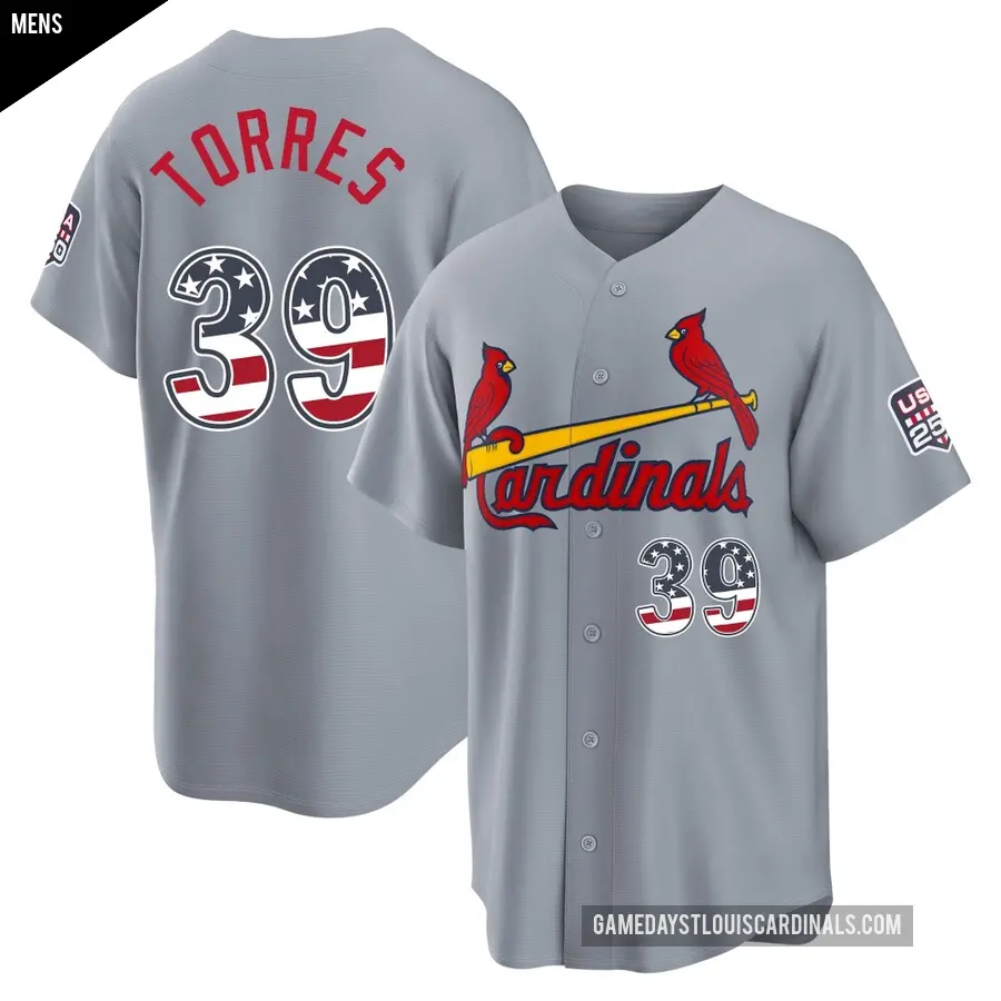 Men's St. Louis Cardinals ＃39 Bryan Torres Limited Gray USA 250 Fourth Of July Road Stadium Jersey