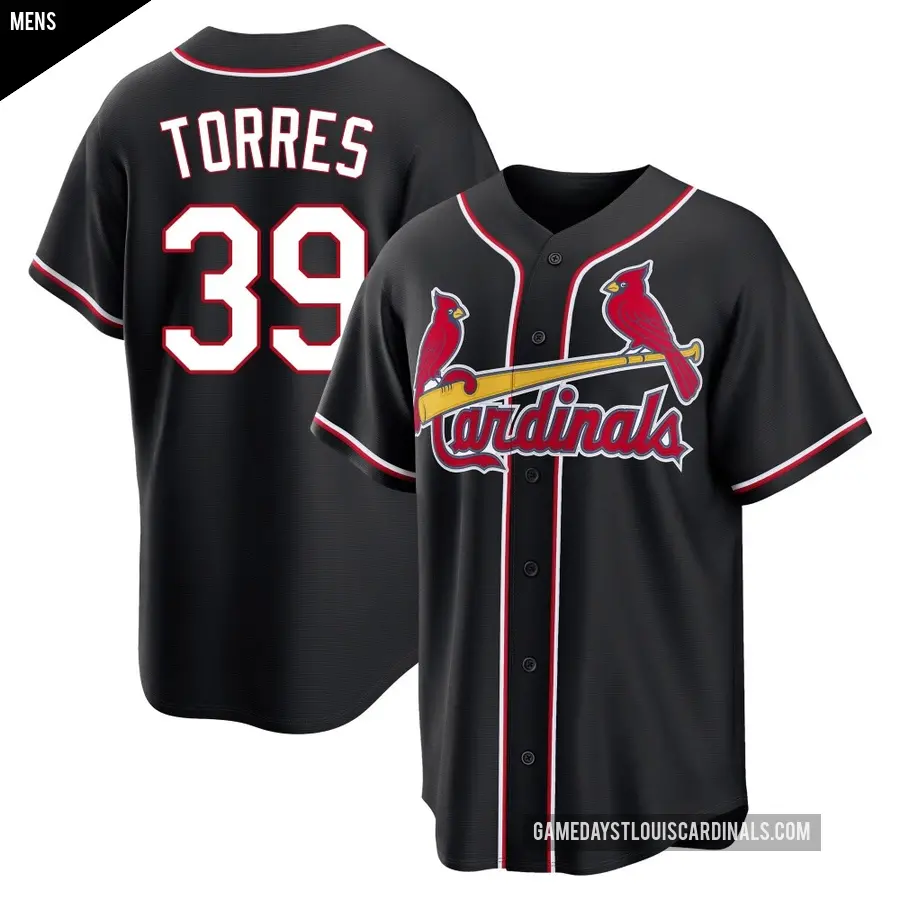 Men's St. Louis Cardinals ＃39 Bryan Torres Replica Black Fashion Out Jersey