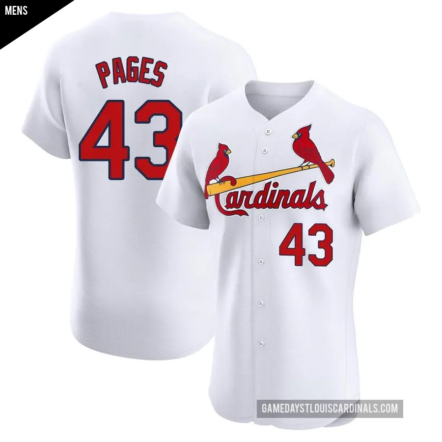 Men's St. Louis Cardinals ＃43 Pedro Pages Elite White Home Jersey