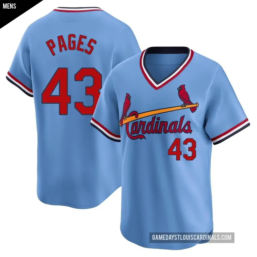 Men's St. Louis Cardinals ＃43 Pedro Pages Limited Light Blue Cooperstown Collection Jersey