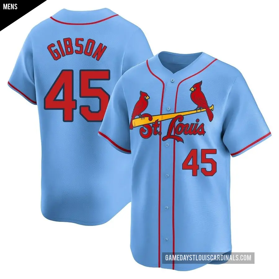 Men's St. Louis Cardinals ＃45 Bob Gibson Limited Light Blue Alternate Jersey