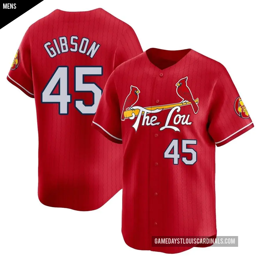 Men's St. Louis Cardinals ＃45 Bob Gibson Limited Red 2024 City Connect Jersey
