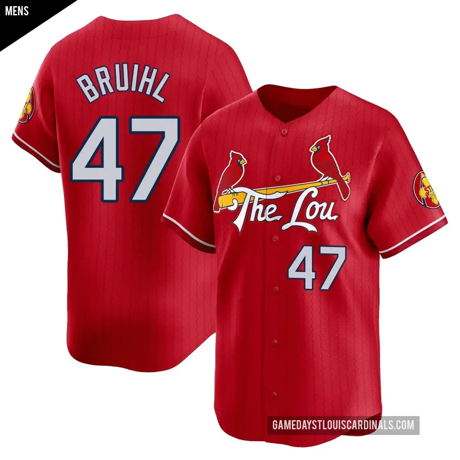 Men's St. Louis Cardinals ＃47 Justin Bruihl Limited Red 2024 City Connect Jersey