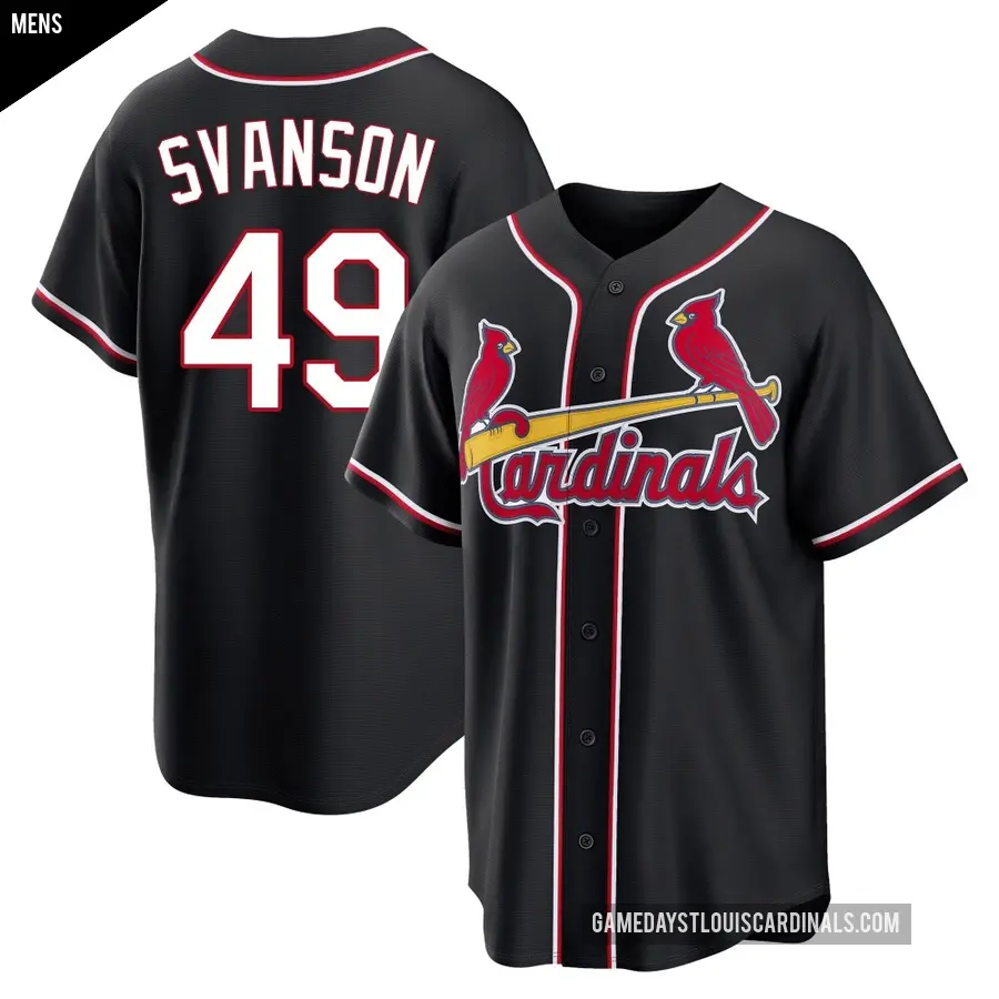Men's St. Louis Cardinals ＃49 Matt Svanson Replica Black Fashion Out Jersey