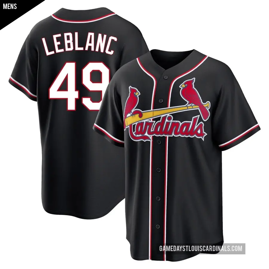Men's St. Louis Cardinals ＃49 Wade LeBlanc Replica Black Fashion Out Jersey
