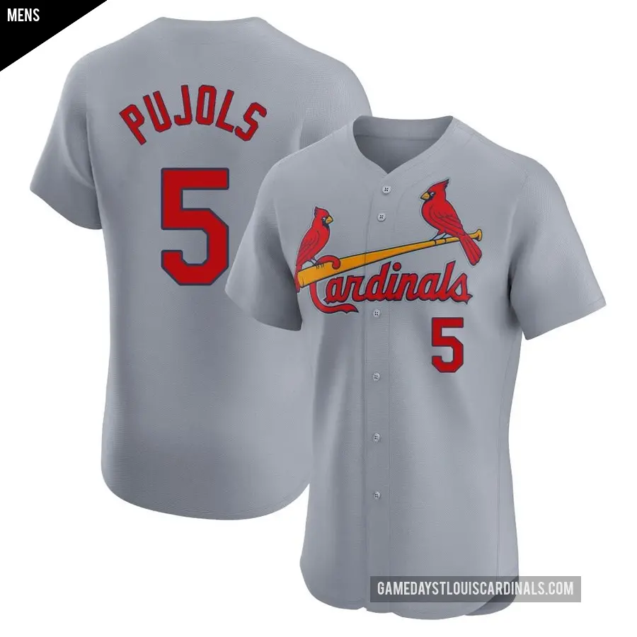 Men's St. Louis Cardinals ＃5 Albert Pujols Elite Gray Road Jersey
