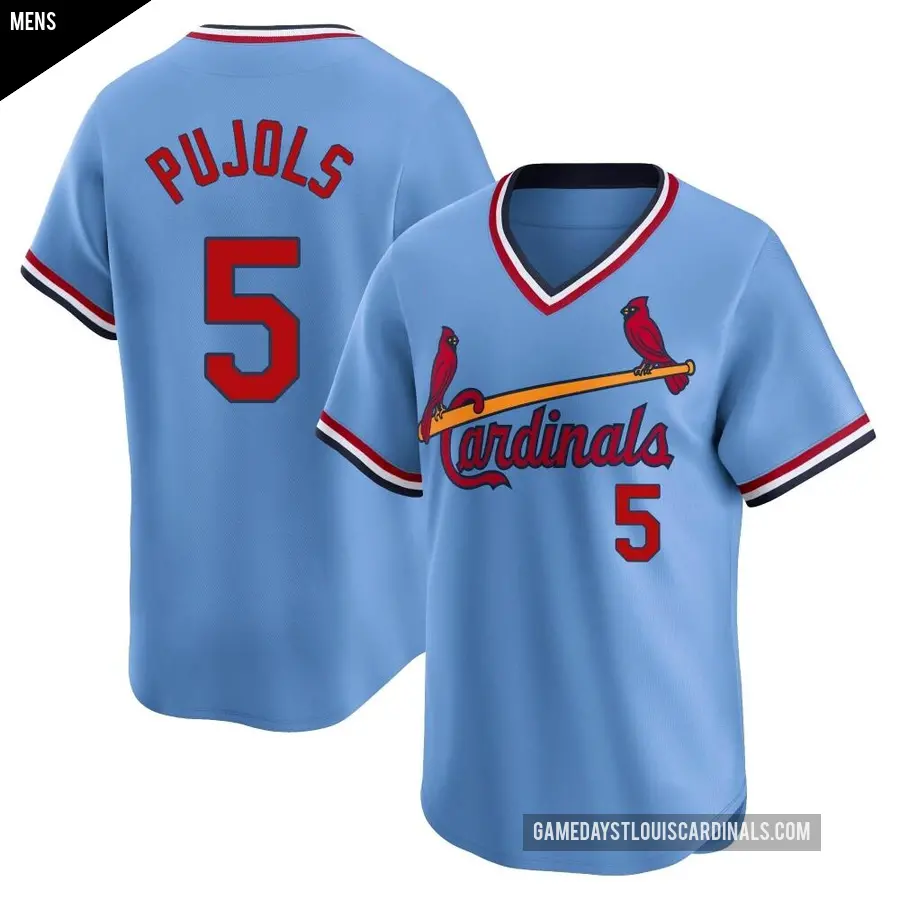 Men's St. Louis Cardinals ＃5 Albert Pujols Limited Light Blue Cooperstown Collection Jersey