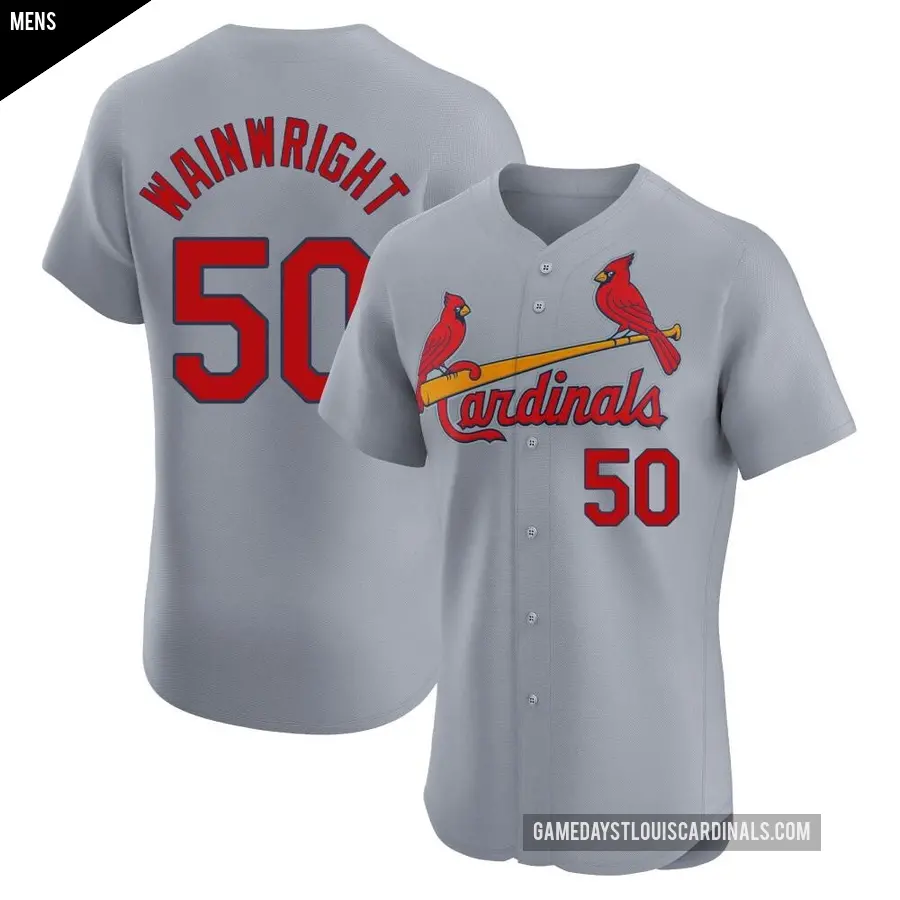 Men's St. Louis Cardinals ＃50 Adam Wainwright Elite Gray Road Jersey