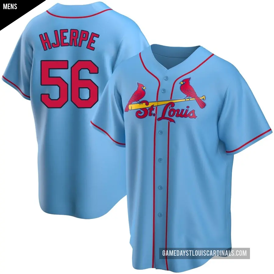 Men's St. Louis Cardinals ＃56 Cooper Hjerpe Replica Light Blue Alternate Jersey