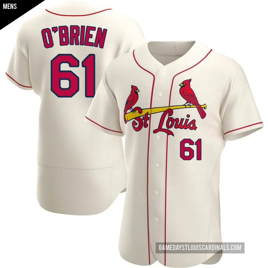 Men's St. Louis Cardinals ＃61 Riley O'Brien Authentic Cream Alternate Jersey