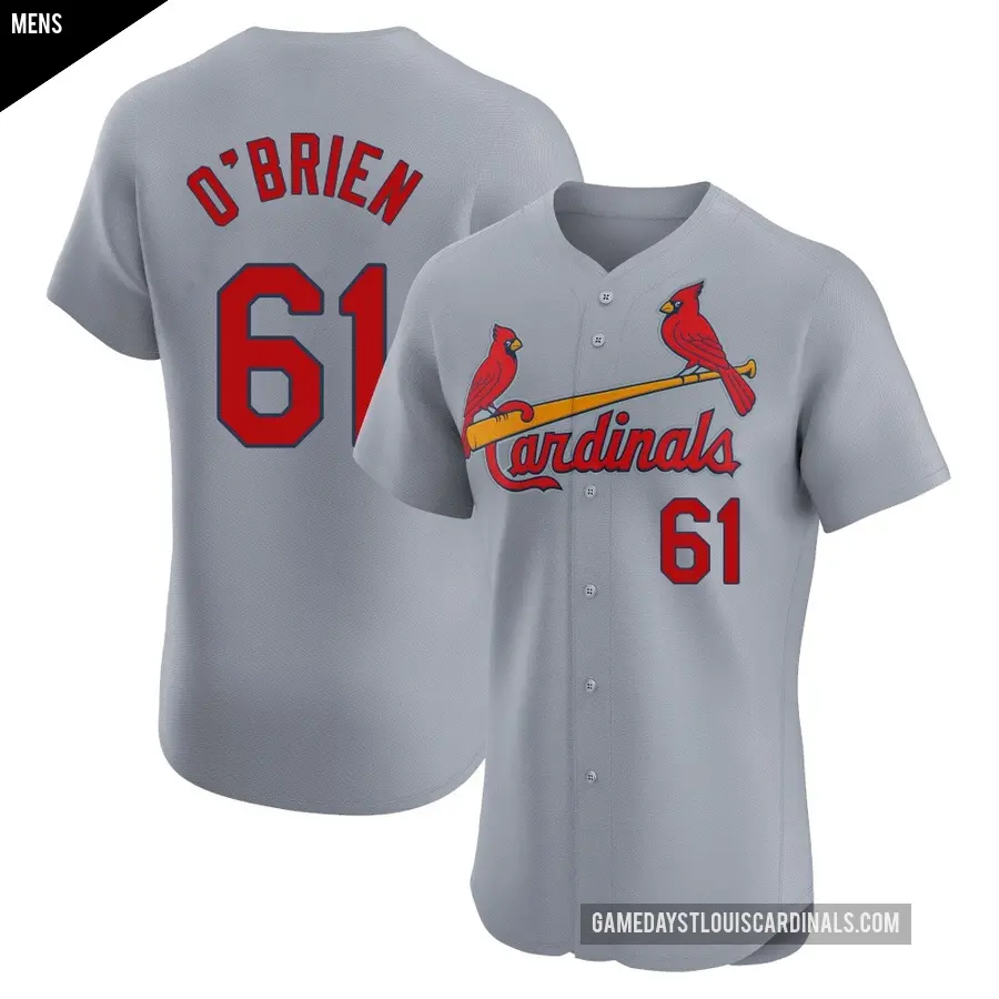 Men's St. Louis Cardinals ＃61 Riley O'Brien Elite Gray Road Jersey
