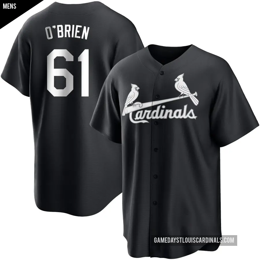 Men's St. Louis Cardinals ＃61 Riley O'Brien Replica Black/White Jersey