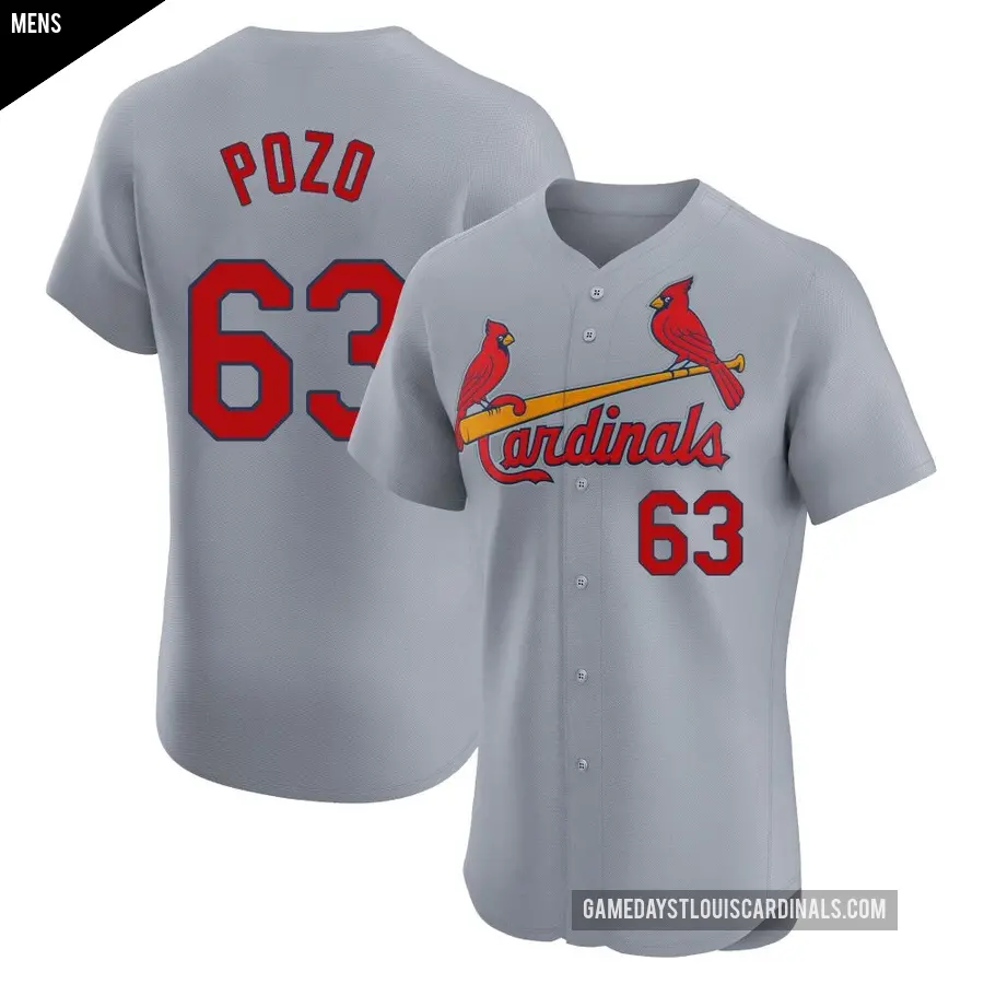 Men's St. Louis Cardinals ＃63 Yohel Pozo Elite Gray Road Jersey