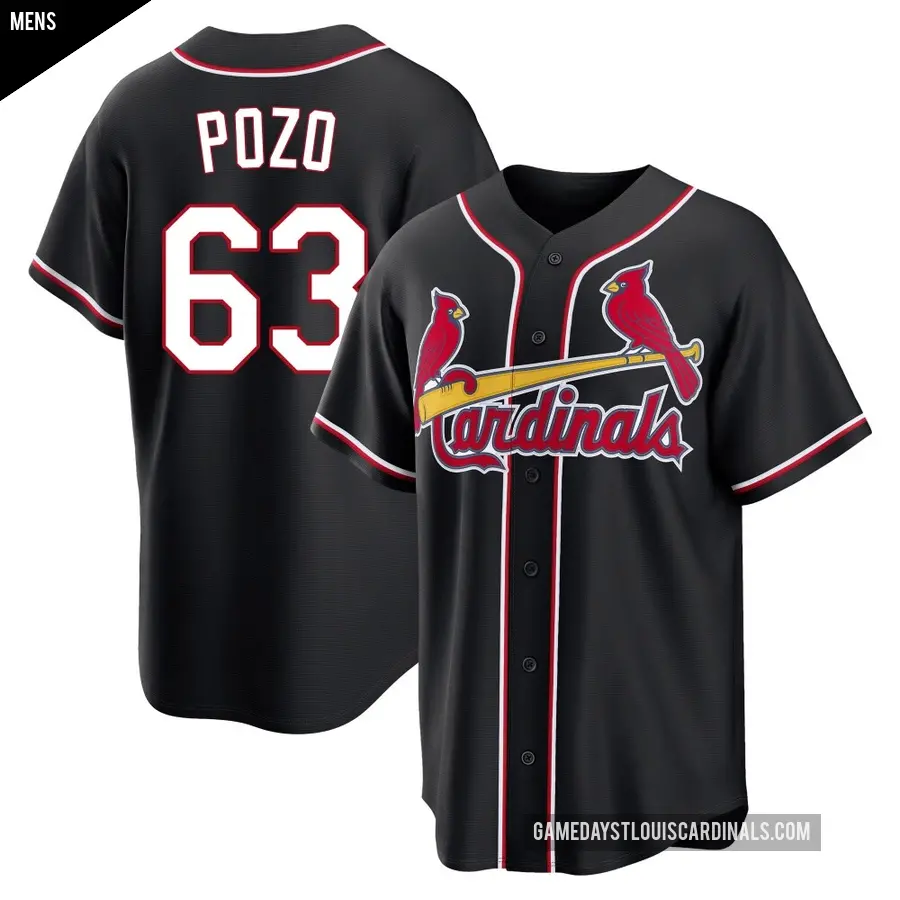 Men's St. Louis Cardinals ＃63 Yohel Pozo Replica Black Fashion Out Jersey