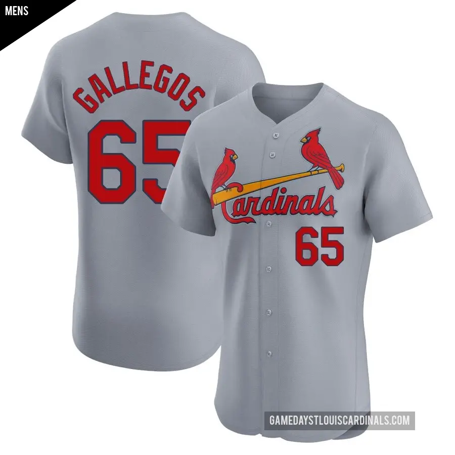 Men's St. Louis Cardinals ＃65 Giovanny Gallegos Elite Gray Road Jersey