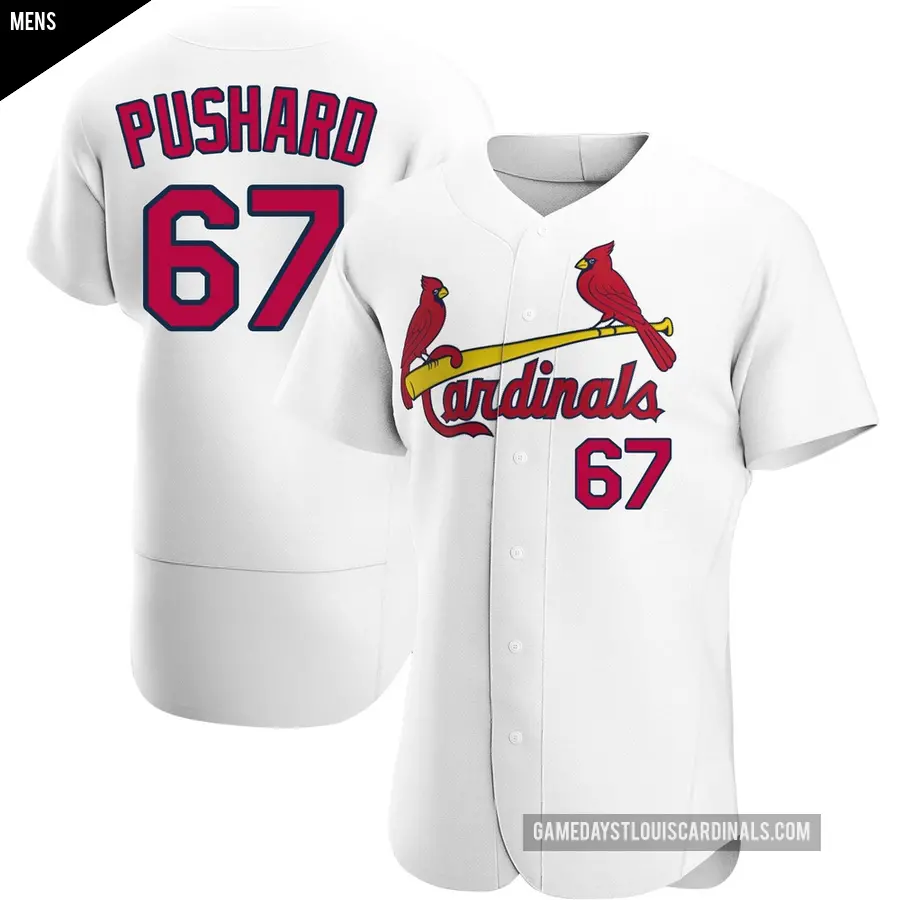 Men's St. Louis Cardinals ＃67 Matthew Pushard Authentic White Home Jersey