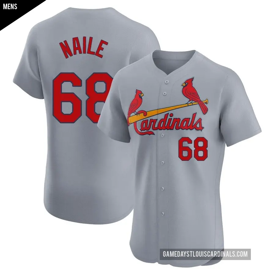 Men's St. Louis Cardinals ＃68 James Naile Elite Gray Road Jersey