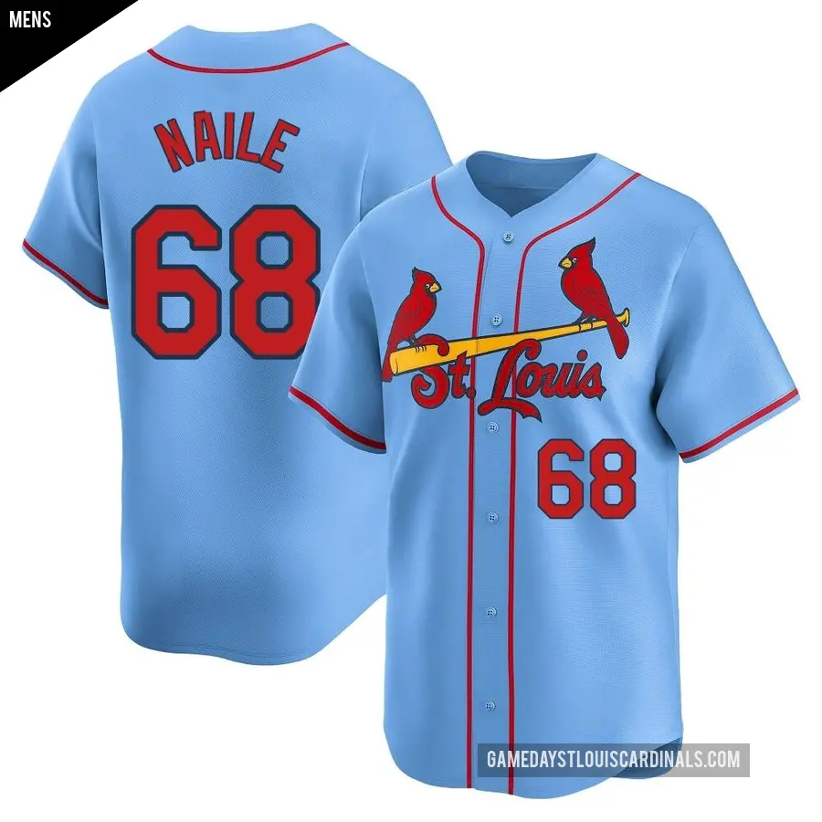 Men's St. Louis Cardinals ＃68 James Naile Limited Light Blue Alternate Jersey