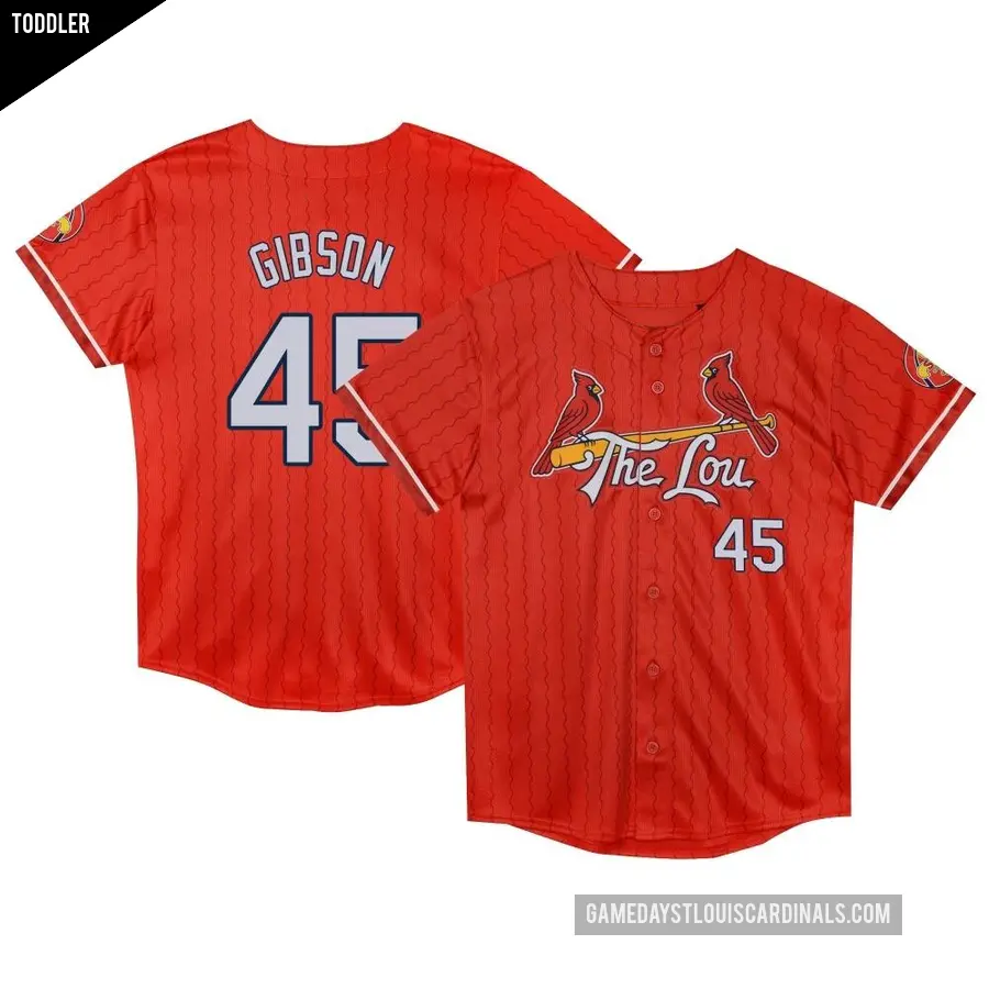 Toddler St. Louis Cardinals ＃45 Bob Gibson Limited Red Preschool 2024 City Connect Jersey