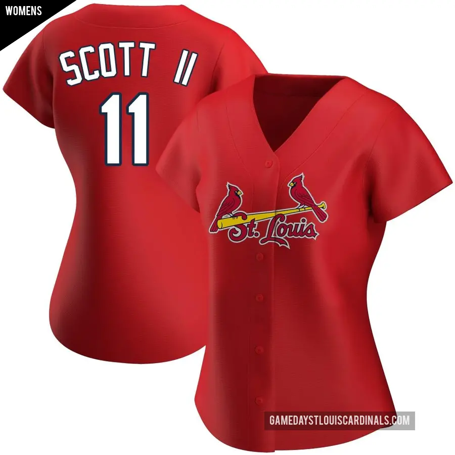 Women's St. Louis Cardinals ＃11 Victor Scott II Authentic Red Alternate Jersey