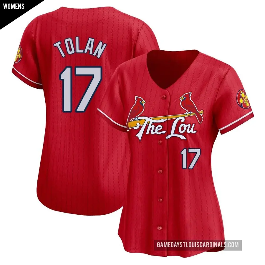 Women's St. Louis Cardinals ＃17 Bobby Tolan Limited Red 2024 City Connect Jersey