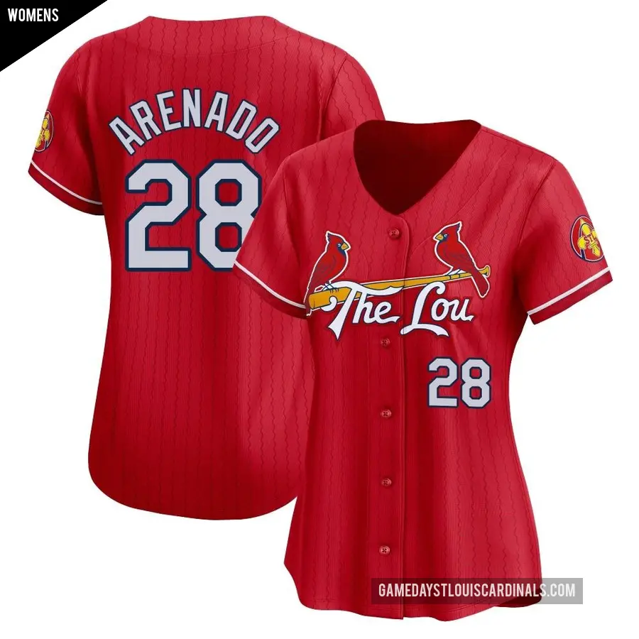Women's St. Louis Cardinals ＃28 Nolan Arenado Limited Red 2024 City Connect Jersey
