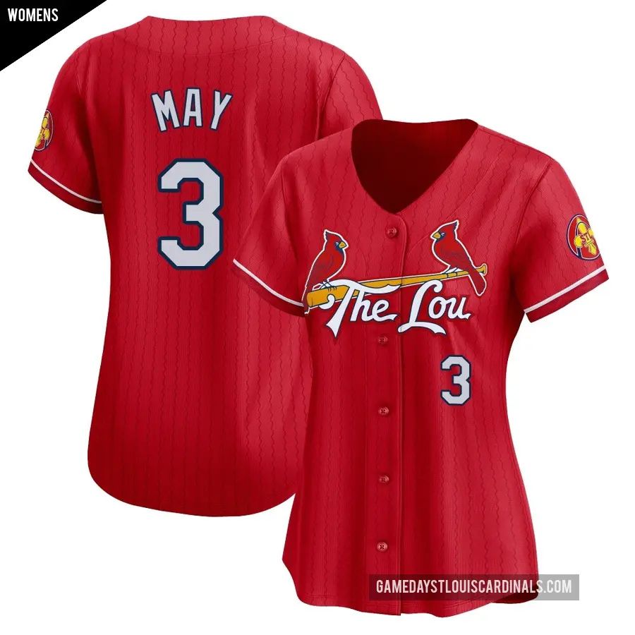 Women's St. Louis Cardinals ＃3 Dustin May Limited Red 2024 City Connect Jersey