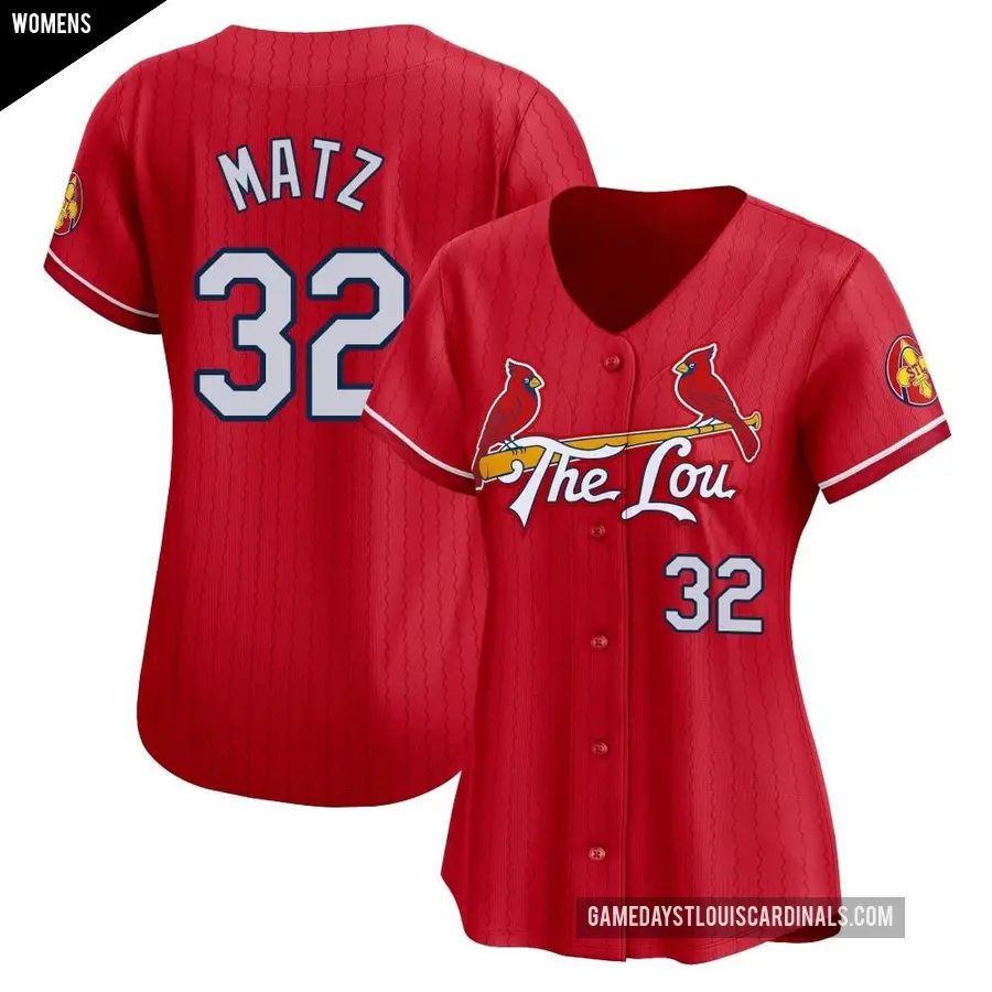 Women's St. Louis Cardinals ＃32 Steven Matz Limited Red 2024 City Connect Jersey
