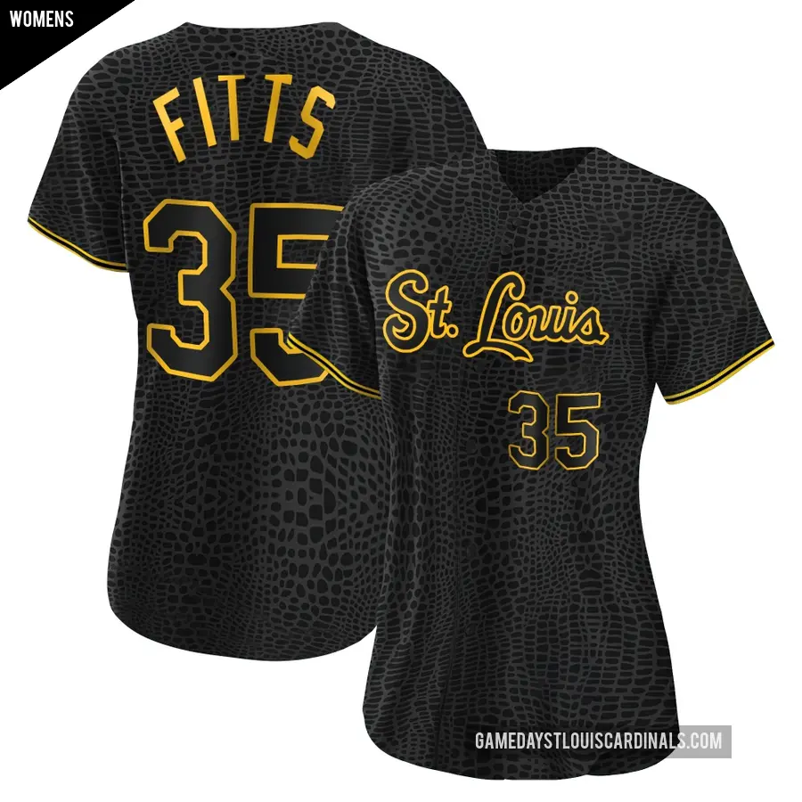 Women's St. Louis Cardinals ＃35 Richard Fitts Replica Black Snake Skin City Jersey
