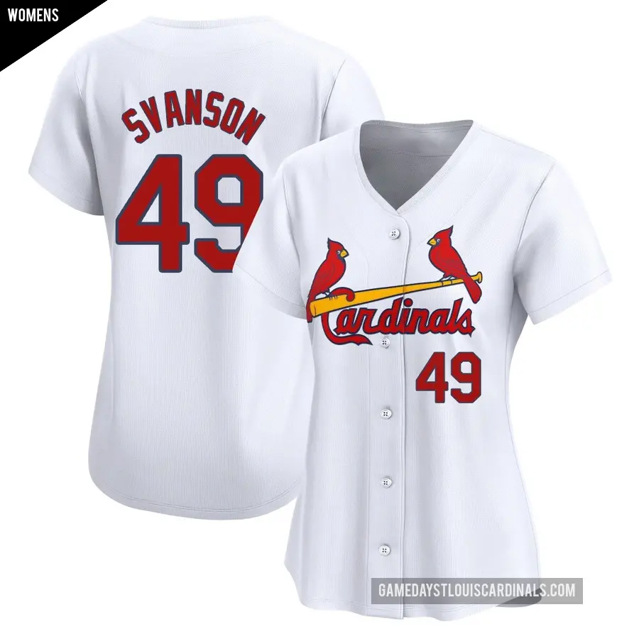 Women's St. Louis Cardinals ＃49 Matt Svanson Limited White Home Jersey